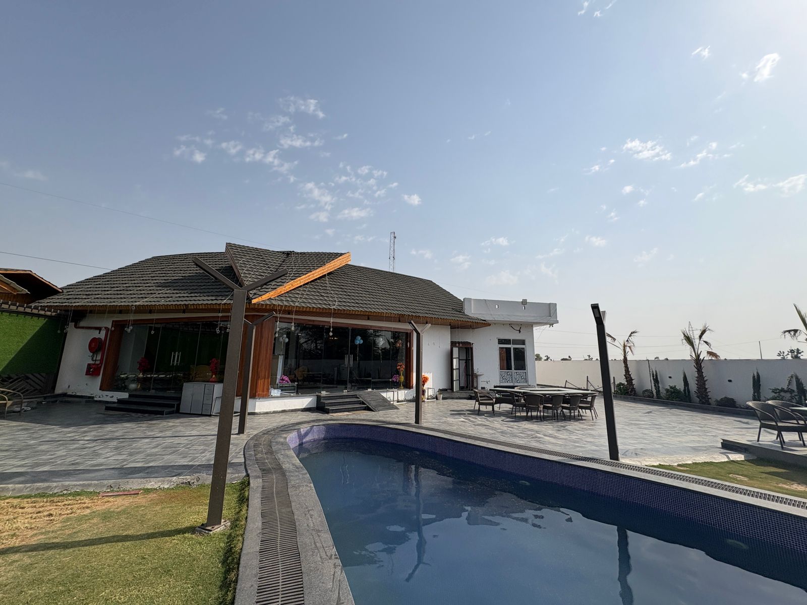 Outdoor pool view at Barrel & Bed Resort